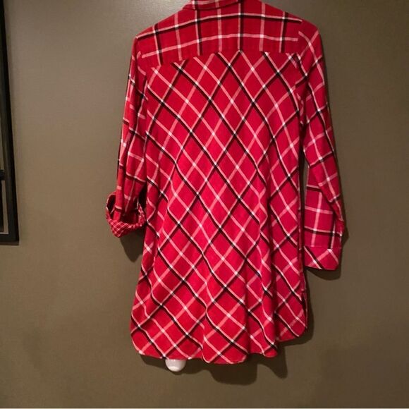 J Jill Red Plaid Oversized Shirt Size Small - Picture 7 of 12